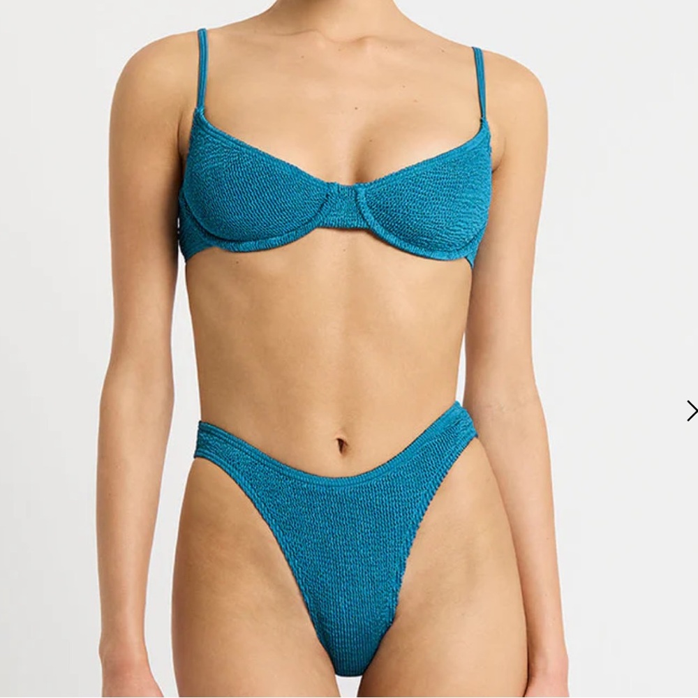 NEW bond-eye SET Blue Ocean Shimmer Bikini Gracie Balconette top & Brief bottom